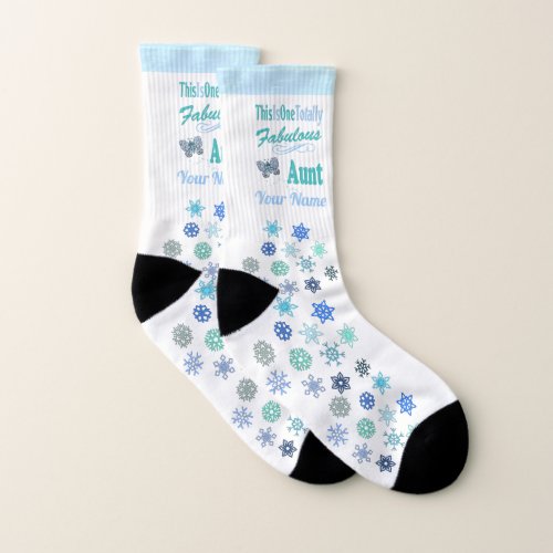 This Is One Totally Fabulous Aunt Blue Butterfly Socks