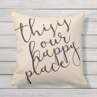 This is our happy place|Cotton Fabric Textured Outdoor Pillow