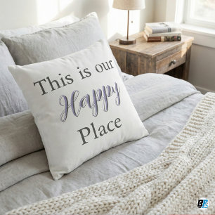 This Is Our Happy Place Modern Lavender Script Throw Pillow