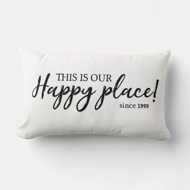 This is our Happy Place⎢ Personalized Throw Pillow (Front)