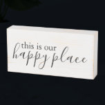 This is our happy place Wood Box Sign<br><div class="desc">This is our happy place Wood Box Sign. Dimensions: 8" x 4"; 1, 5 depth. Painted Birch Wood. Distressed white background. Easily hang or stand to display.</div>