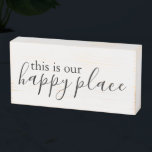 This is our happy place Wood Box Sign<br><div class="desc">This is our happy place Wood Box Sign. Dimensions: 8" x 4"; 1, 5 depth. Painted Birch Wood. Distressed white background. Easily hang or stand to display.</div>