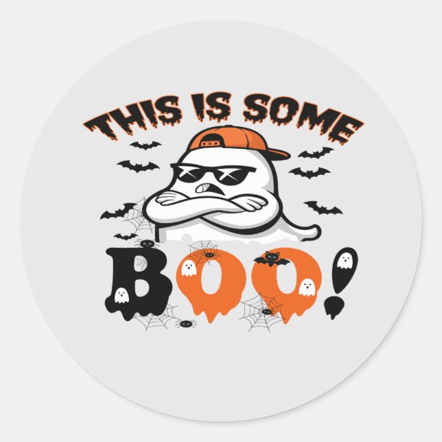 This Is Some Boo Halloween Funny Ghost  Classic Round Sticker (Front)