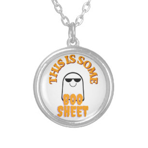 This Is Some Boo Sheet – Funny Halloween Ghost Pun Silver Plated Necklace