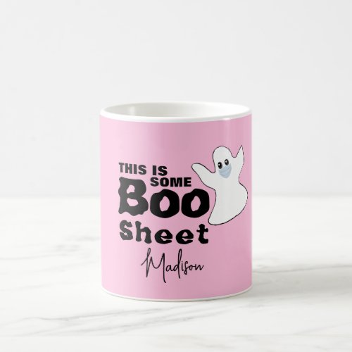 This Is Some Boo Sheet Funny Halloween Pink Custom Coffee Mug