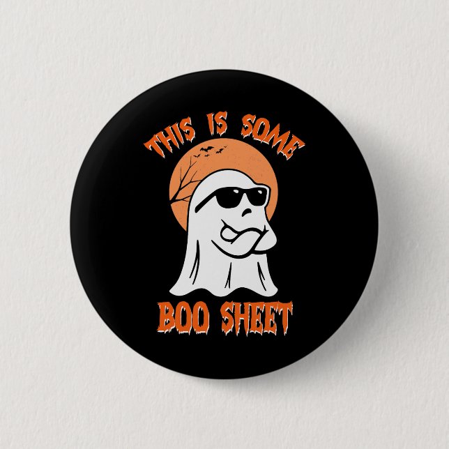 This Is Some Boo Sheet Halloween Cool Ghost Fun  Button (Front)