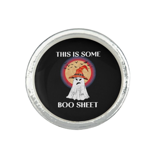 This Is Some Boo Sheet Halloween Ghost Funny Ring (Front)
