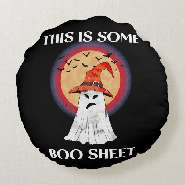 This Is Some Boo Sheet Halloween Ghost Funny Round Pillow (Back)