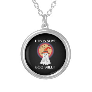 This Is Some Boo Sheet Halloween Ghost Funny Silver Plated Necklace