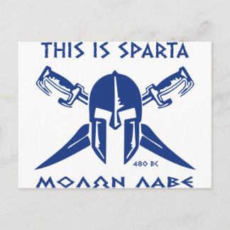 This is Sparta - Molon Lave - Blue Postcard