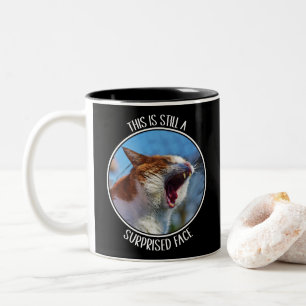 This is Still A Surprised Face Funny Cute Cat Meme Two-Tone Coffee Mug