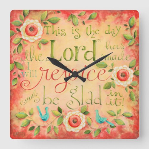 This Is The Day Bible Verse Square Clock
