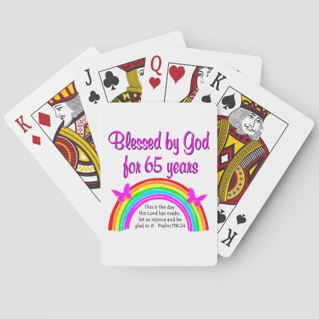 THIS IS THE DAY THE LORD HAS  MADE 65TH BIRTHDAY POKER CARDS (Back)