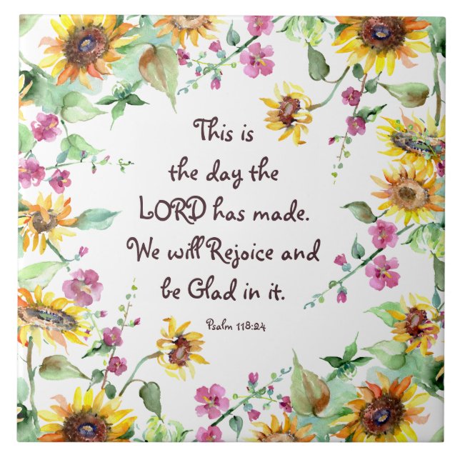 This is the Day the Lord has Made Psalm 118:24 Ceramic Tile (Front)