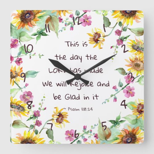 This is the Day the Lord has Made Psalm 11824 Square Wall Clock