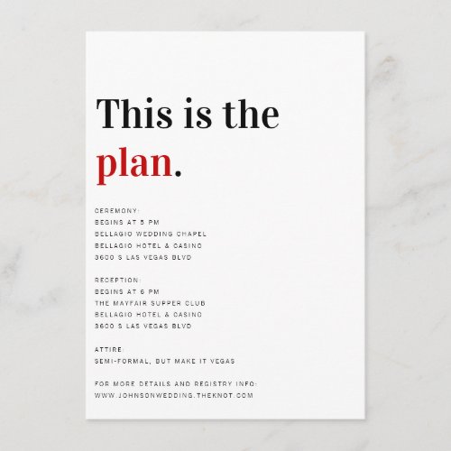 This is the plan Wedding Details Card