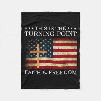 This Is The Turning Point Patriotic Christian Fait Fleece Blanket
