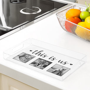 This Is Us 3 Black and White Photos Acrylic Tray