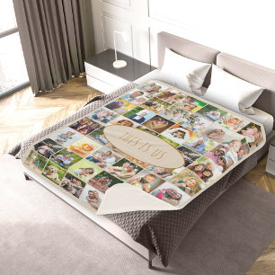 This is Us 40 Picture Photo Collage Vintage Cream Sherpa Blanket