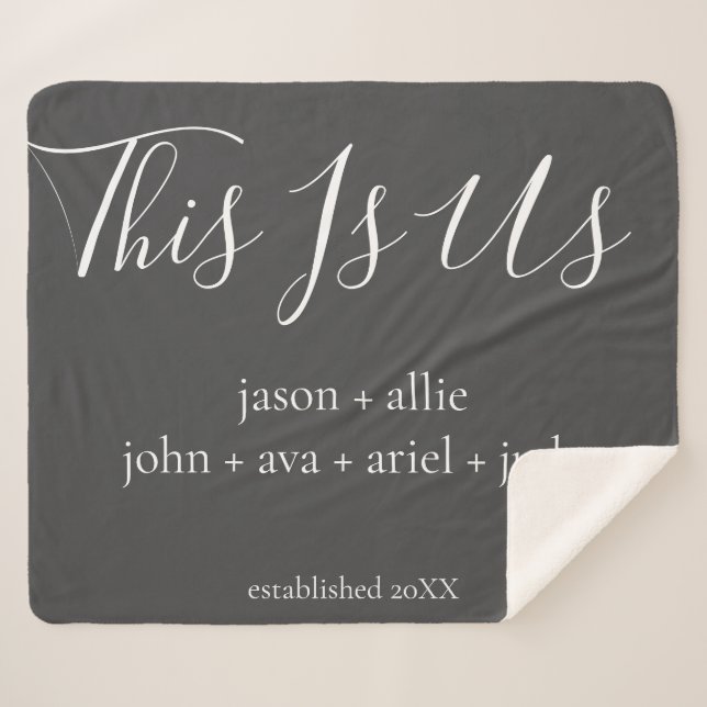 This Is Us | Family Names Personalized Sherpa Blanket (Front (Horizontal))