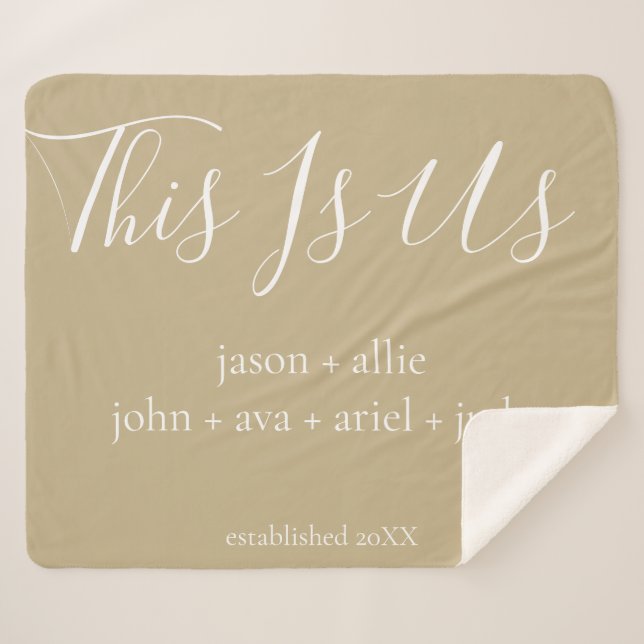 This Is Us | Family Names Personalized Sherpa Blanket (Front (Horizontal))