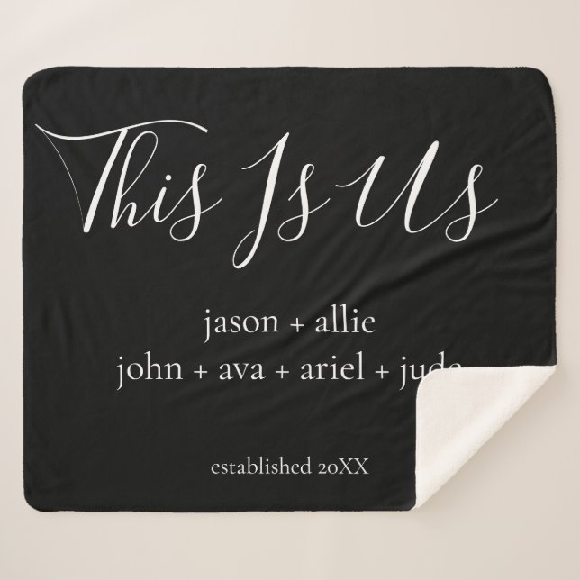 This Is Us | Family Names Personalized Sherpa Blanket (Front (Horizontal))
