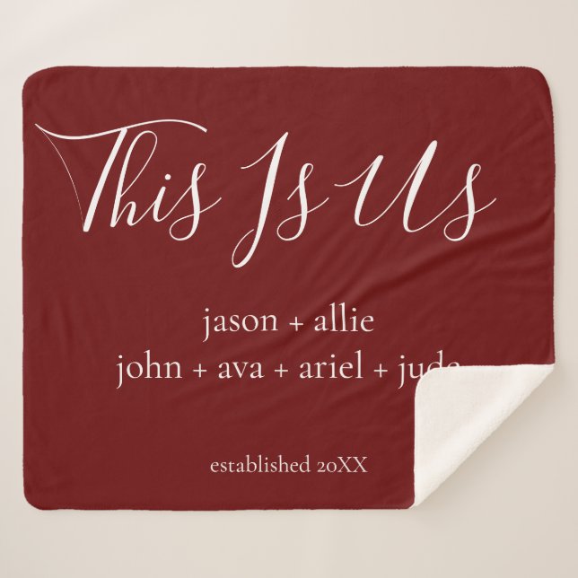 This Is Us | Family Names Personalized Sherpa Blanket (Front (Horizontal))