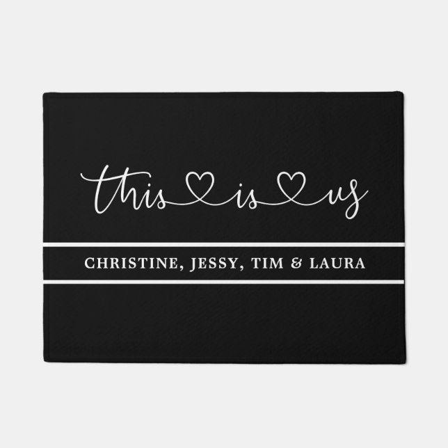 "This is us" Heart, Black Doormat (Front)