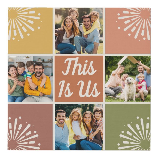 This Is Us Mid-Century 4 Photo Collage Family Faux Canvas Print (Front)