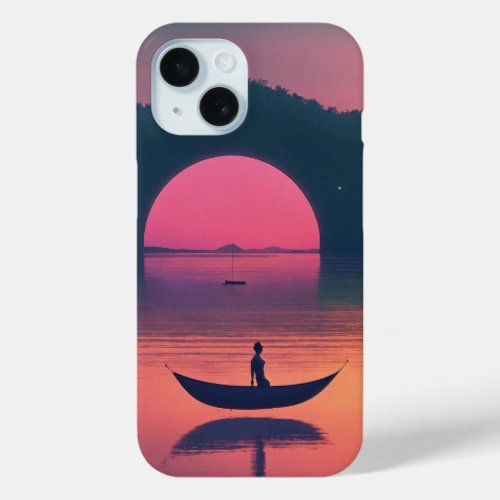 This is very expensive sun rise with water boat  iPhone 15 case