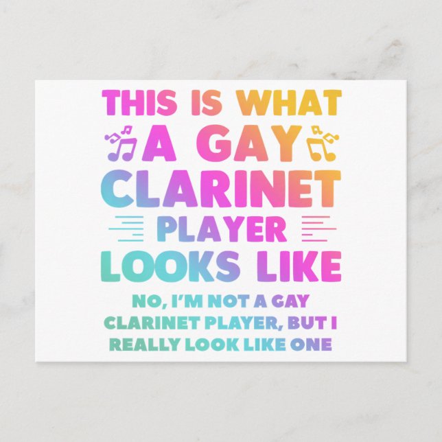 This Is What A Gay Clarinet Player Looks Like LGBT Postcard (Front)