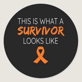 This Is What A Survivor Looks Like Leukemia Awaren Classic Round Sticker
