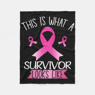 This Is What A Survivor Looks Like Pink Breast Can Fleece Blanket