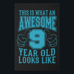 THIS IS WHAT AN AWESOME 9 YEAR OLD 9th Birthday Faux Canvas Print<br><div class="desc">The 9th Birthday THIS IS WHAT AN AWESOME 9 YEAR OLD Boy Gift Vintage! For son,  nephew,  grandchild and kids! A 9th birthday shirt,  9th birthday gift,  9 year old,  9th bday gift or 8th birthday present!</div>