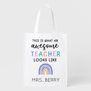 This is What an Awesome Teacher Looks Like Grocery Bag