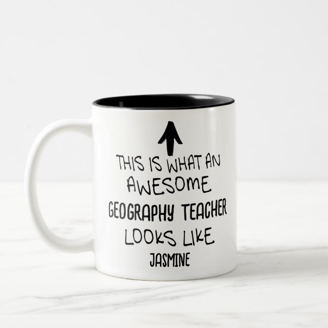 This is what awesome Geography Teacher looks like Two-Tone Coffee Mug (Left)