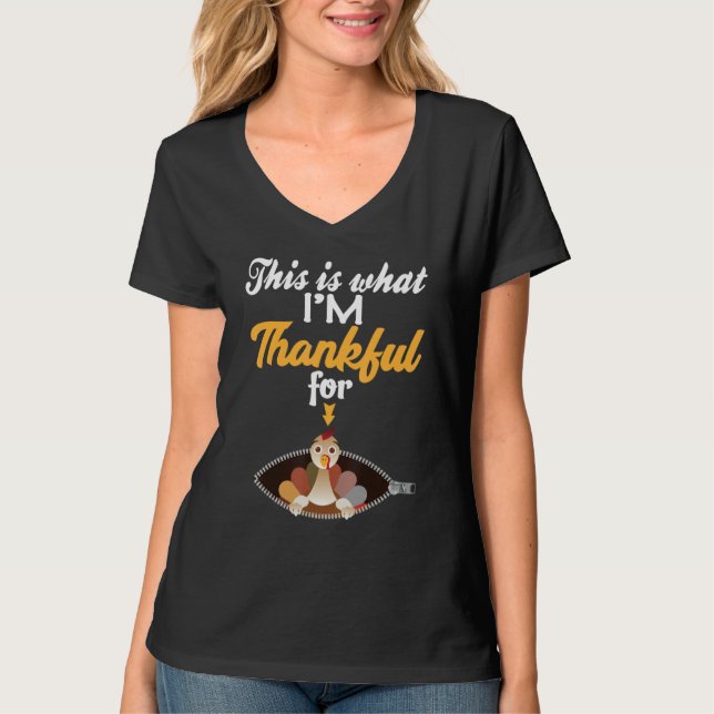 This Is What I'm Thankful For Pregnancy Announceme T-Shirt (Front)