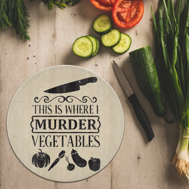 This is where i murder vegetables, Glass  Cutting Board (Creator Uploaded)