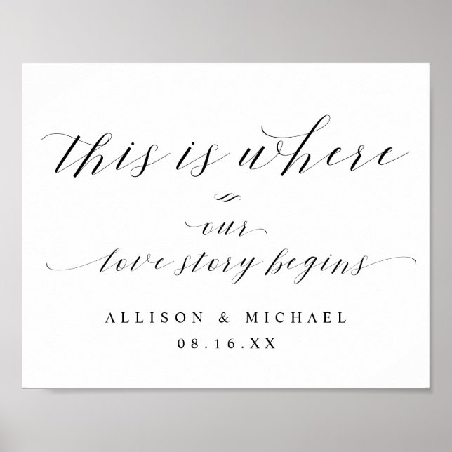 This is Where our Love Story Begins Wedding Sign (Front)