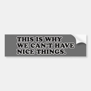 This Is Why We Can't Have Nice Things Bumper Sticker