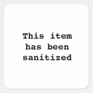 This item has been sanitized square sticker