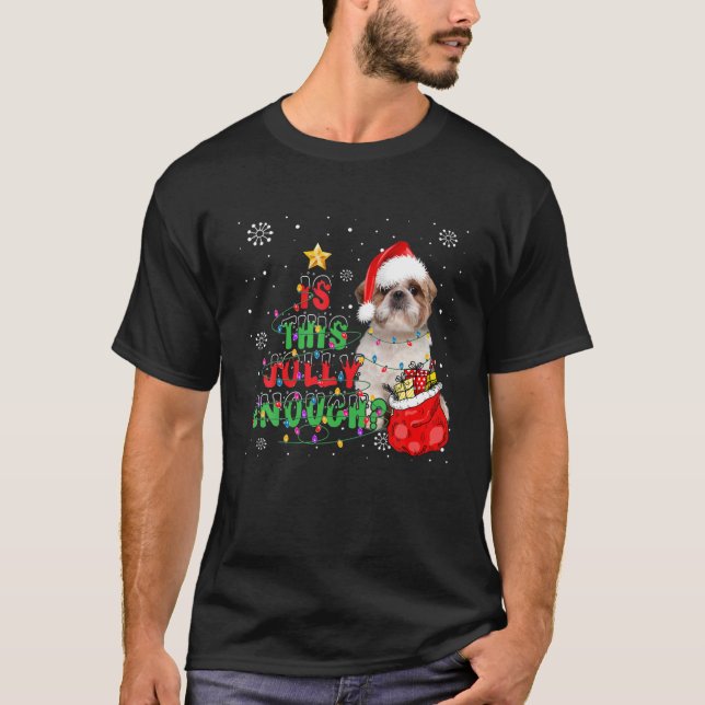 This Jolly Shih Tzu Dog Merry Christmas T-Shirt (Front)