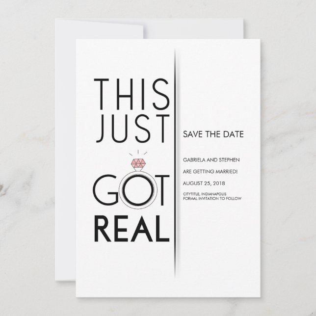 This Just Got Real | Funny Save the Date (Front)