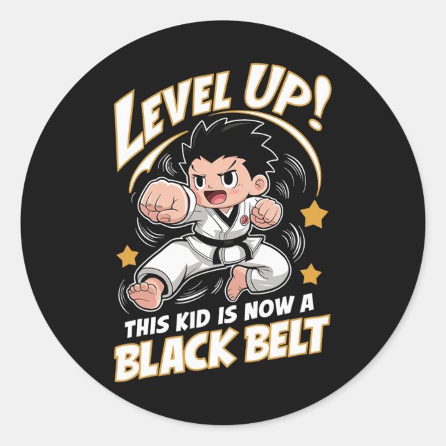 This Kid Is Now A Black Belt Karate Hapkido Award  Classic Round Sticker (Front)