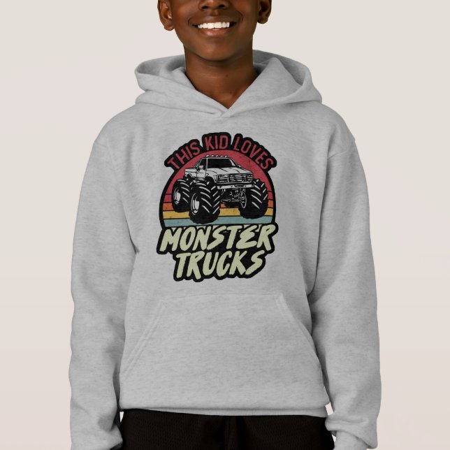 This Kid Loves Monster Trucks Hoodie (Front)