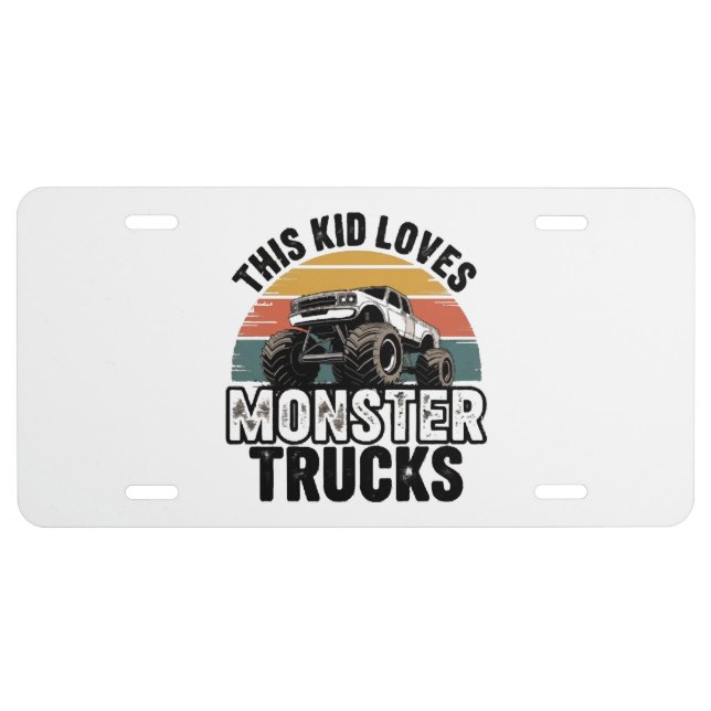 This Kid Loves Monster Trucks License Plate (Front)
