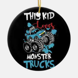 This Kid Loves Monster Trucks Tee Ceramic Ornament