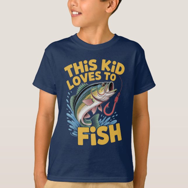This Kid Loves to Fish Fishing Children Fisherman T-Shirt (Front)