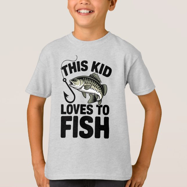 This Kid Loves to Fish Fishing Children Fisherman T-Shirt (Front)