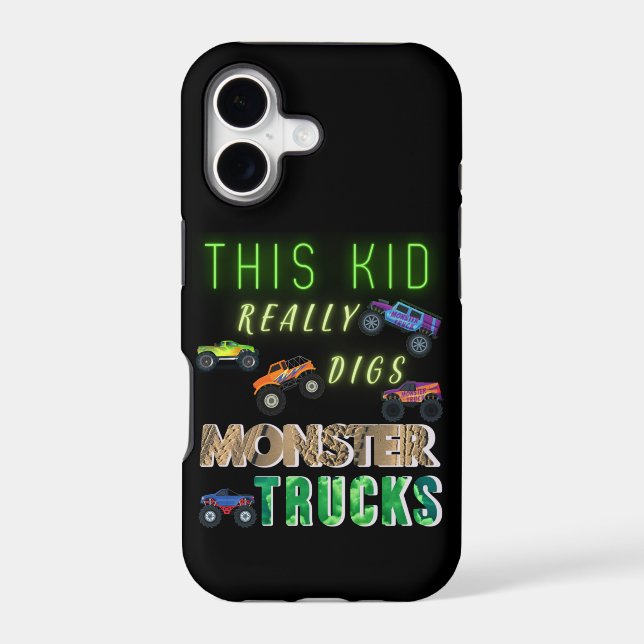 This Kid Really Digs Monster Trucks Iphone Case (Back)